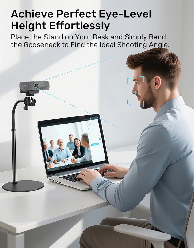 Etour Webcam Stand for Desk, Upgraded Gooseneck Web Camera Tripod & 360° Swivel Ballhead for Logitech Webcam C922 C930 C930e C920 C920s C920x C960 C615 BRIO NexiGo N60 with 1/4" Thread - Image 5